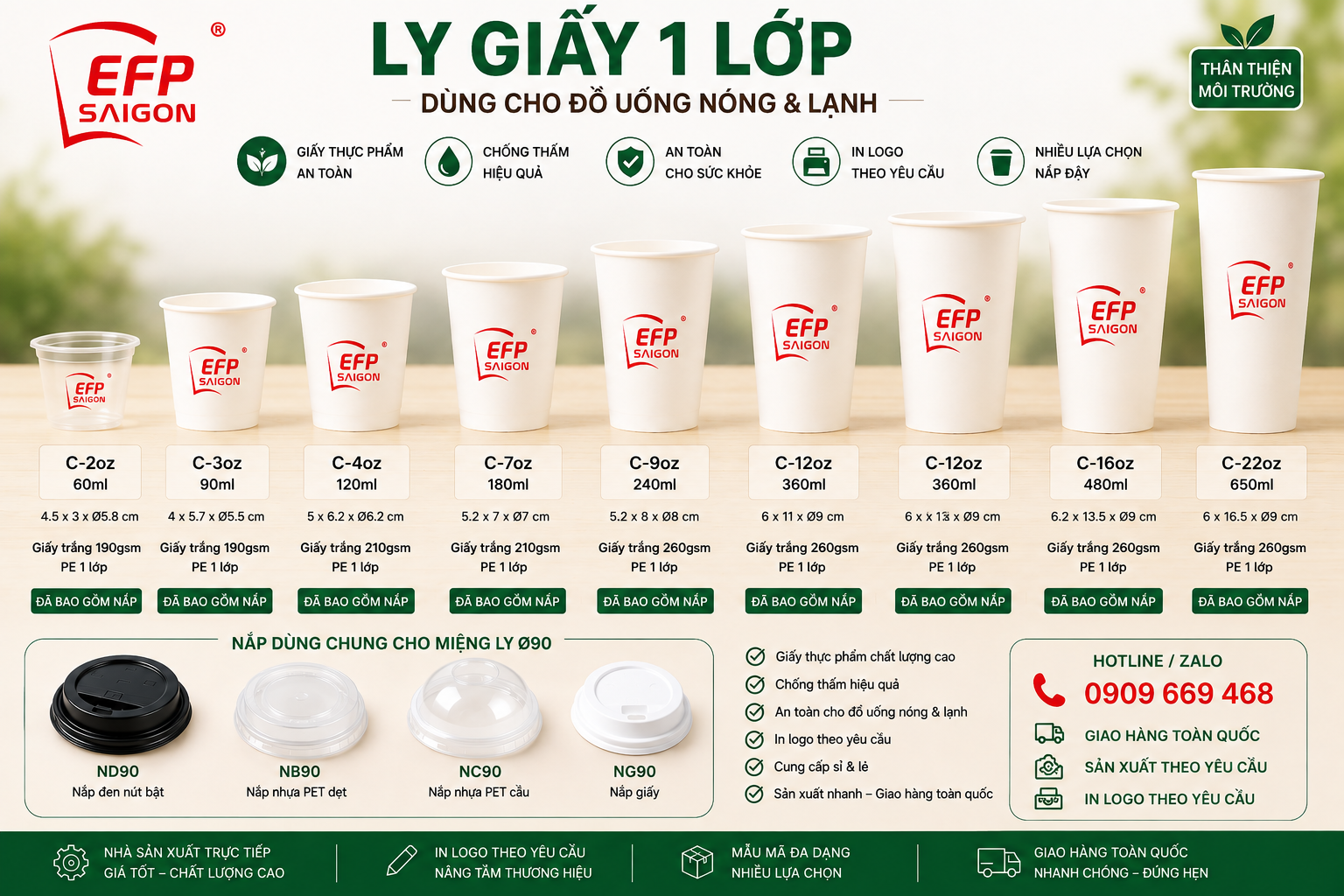 Ly Giấy 1 Lớp Đựng Đồ Uống